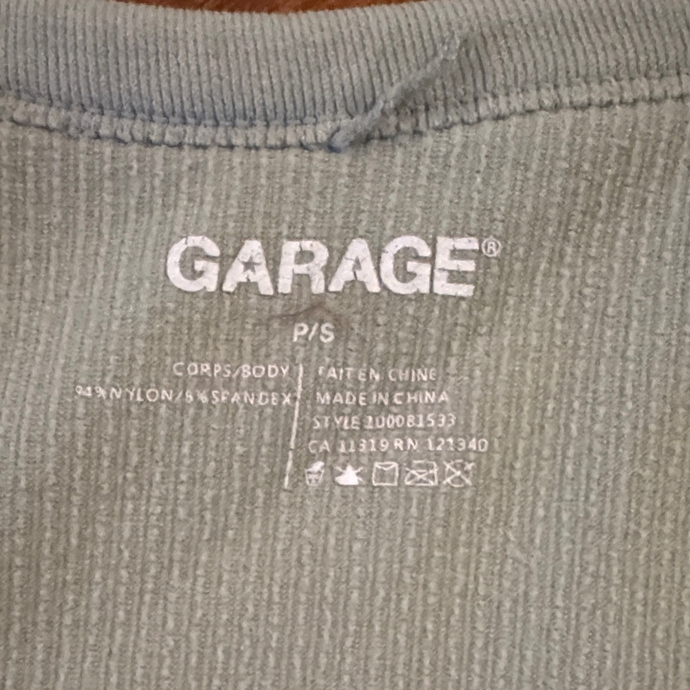 Garage Women's S Light Green/Sage Ribbed Crop Top - Picture 2 of 3
